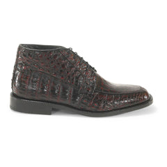 Los Altos Black Cherry Genuine Caiman Crocodile Belly Dress Boots