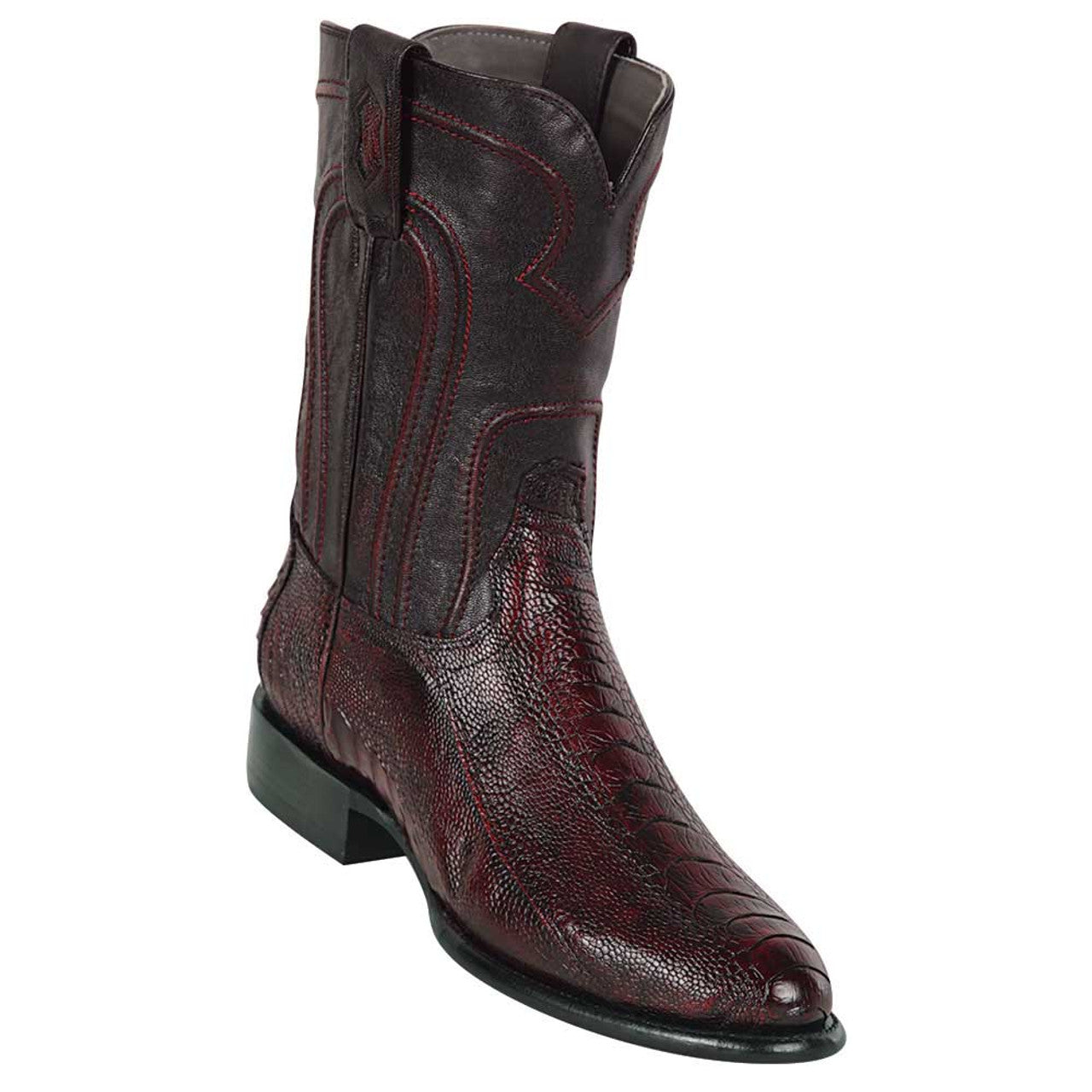 Los Altos Men's Original Ostrich Leg Black Cherry Roper Toe Boots ...