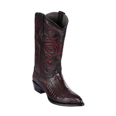 Los Altos Men's Ostrich Black Cherry Leg Boots 1   - from alligatorwarehouse.com