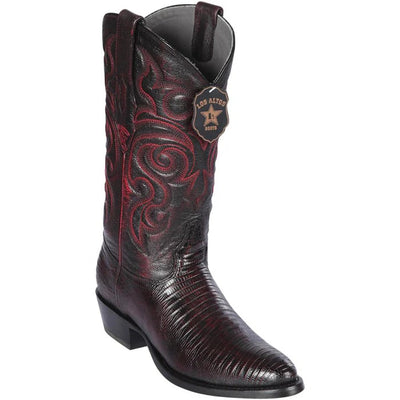 Los Altos Boots - Mens Dress Cowboy Boot - Low Priced Black Cherry Lizard Skin Western Boots- in Black Cherry 1   - from alligatorwarehouse.com