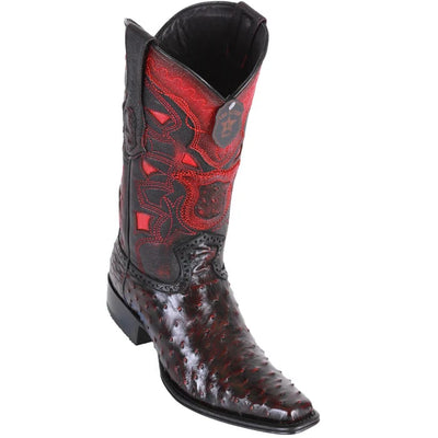 Los Altos Boots - Mens Dress Cowboy Boot - Low Priced Black Cherry Ostrich Boots European Square Toe -  in Black Cherry 1   - from alligatorwarehouse.com