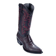 Los Altos Men's Black Cherry Genuine Ostrich Leg Snip Toe Boots