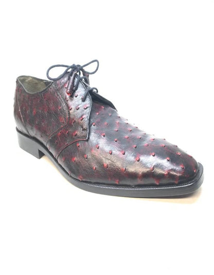 Los Altos Black & Cherry Ostrich Quill Lace Up Dress Shoes