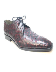 Los Altos Black & Cherry Ostrich Quill Lace Up Dress Shoes