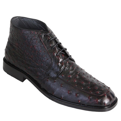 Los Altos Ankle Black Cherry Ostrich Skin Boots 2   - from alligatorwarehouse.com