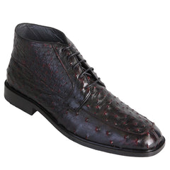 Los Altos Ankle Black Cherry Ostrich Skin Boots