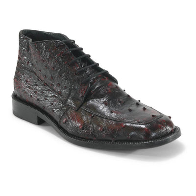 Los Altos Ankle Black Cherry Ostrich Skin Boots 1   - from alligatorwarehouse.com
