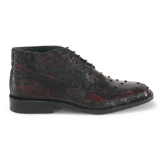 Los Altos Ankle Black Cherry Ostrich Skin Boots