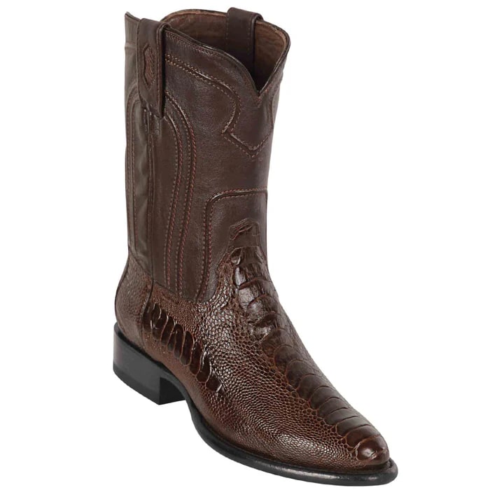 Los Altos Boots - Mens Dress Cowboy Boot - Low Priced Brown Roper Ostrich Leg Western Boots- in Brown