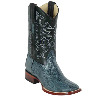 Los Altos Boots - Mens Dress Cowboy Boot - Low Priced Blue Square Toe Ostrich Leg Boots- in Blue 1   - from alligatorwarehouse.com