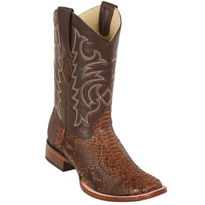 Los Altos Boots - Mens Dress Cowboy Boot - Low Priced Brown Square Toe Western Boots Snakeskin- in Brown 1   - from alligatorwarehouse.com