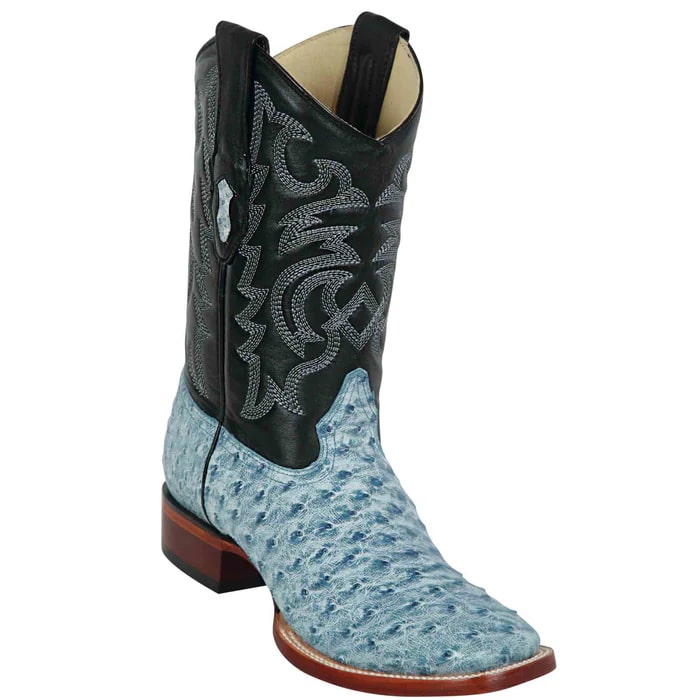 Los Altos Boots - Mens Dress Cowboy Boot - Low Priced Mens Blue Ostrich Boots- in Blue Rustic