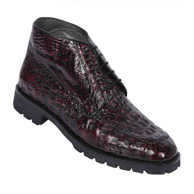 Los Altos Black Cherry Caiman Hornback Square Toe Boots 1   - from alligatorwarehouse.com