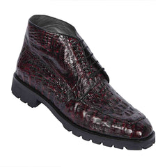 Los Altos Black Cherry Caiman Hornback Square Toe Boots