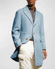 Mens Carcoat - Light Blue Three Quarter Peak Lapel Topcoat 2   - from alligatorwarehouse.com