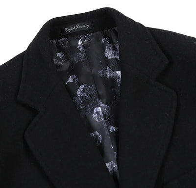 Black Fall/Winter Essential Slim Fit Overcoat Wool Blend 4   - from alligatorwarehouse.com