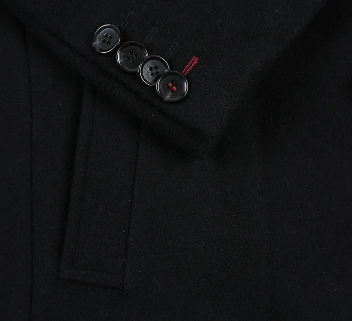 English Laundry Black Fall/Winter Essential Slim Fit Overcoat Wool Blend