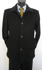 Dark color black Overcoat men's Car Coat - Mid length Wool Coat