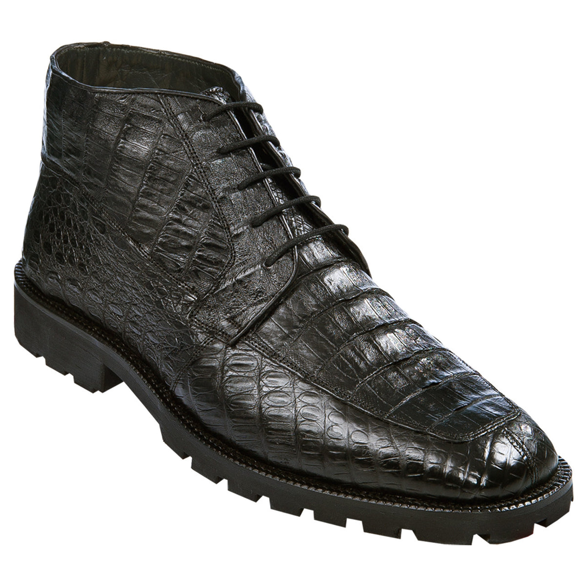 Los Altos Men's Ankle Black Genuine All Crocodile Caiman Boots