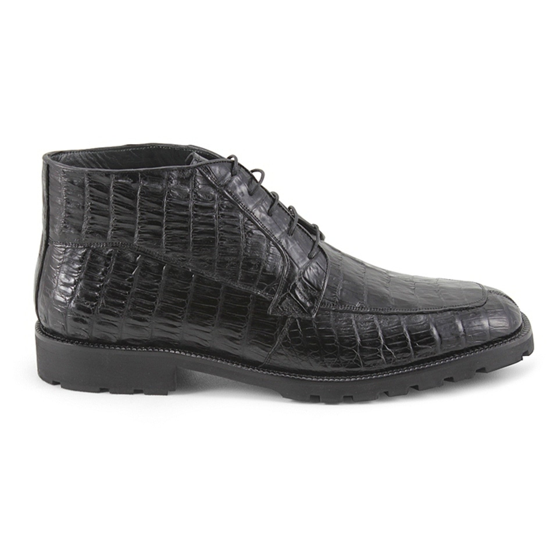 Los Altos Men's Ankle Black Genuine All Crocodile Caiman Boots