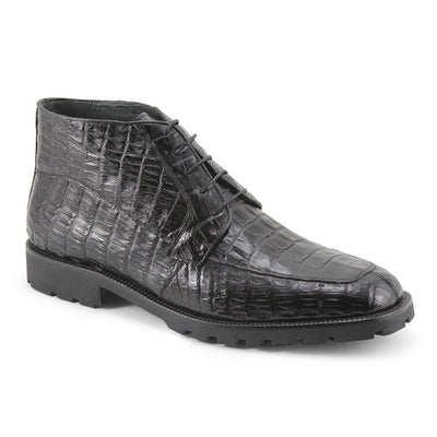 Los Altos Men's Ankle Black Genuine All Crocodile Caiman Boots 2   - from alligatorwarehouse.com