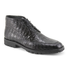 Los Altos Men's Ankle Black Genuine All Crocodile Caiman Boots