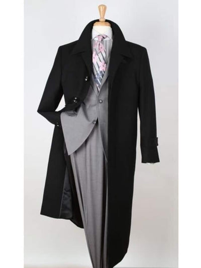 100% Wool Gabardine Black Wide Lapel Top Overcoat 1   - from alligatorwarehouse.com
