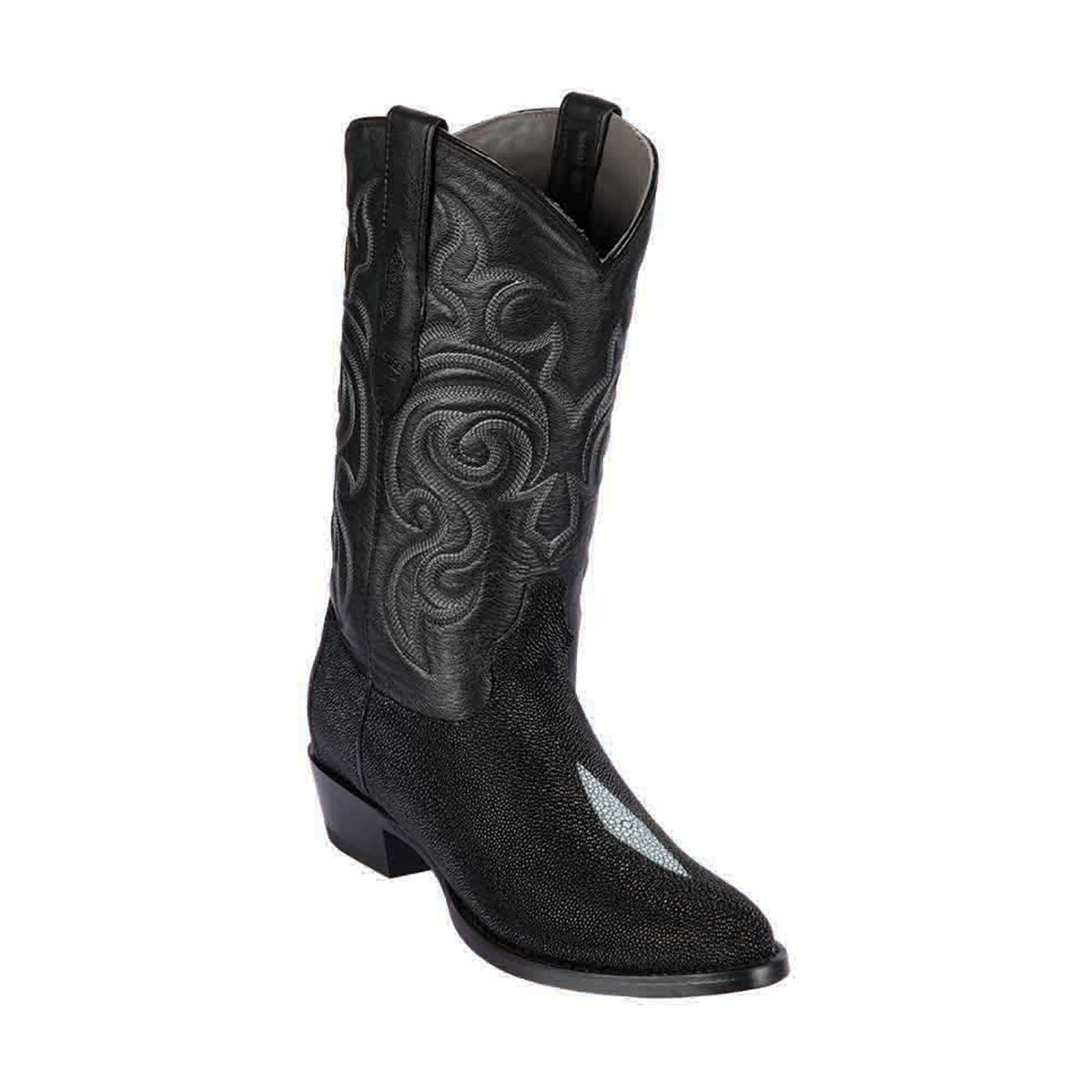 Los Altos Men's Black Exotic Stingray Round Toe Boots