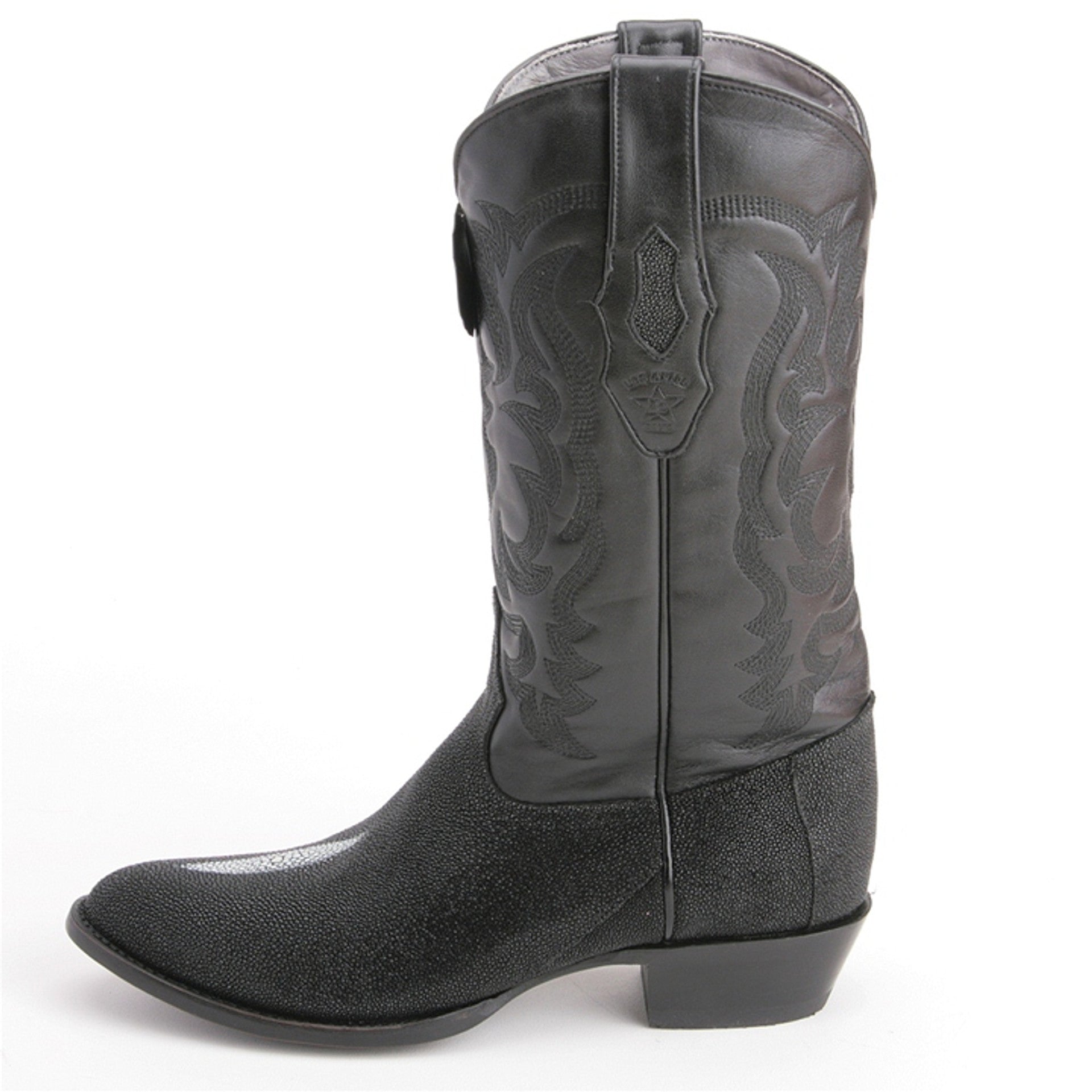 Los Altos Men's Black Exotic Stingray Round Toe Boots