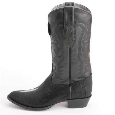 Los Altos Men's Black Exotic Stingray Round Toe Boots 4   - from alligatorwarehouse.com
