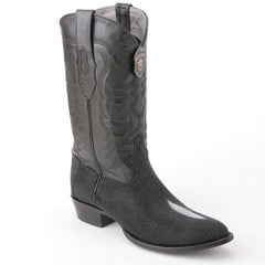 Los Altos Men's Black Exotic Stingray Round Toe Boots