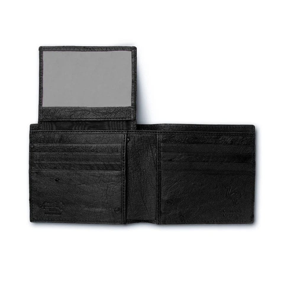 Ferrini Full Quill Ostrich Billfold Black 3 AABF-BL  - from alligatorwarehouse.com