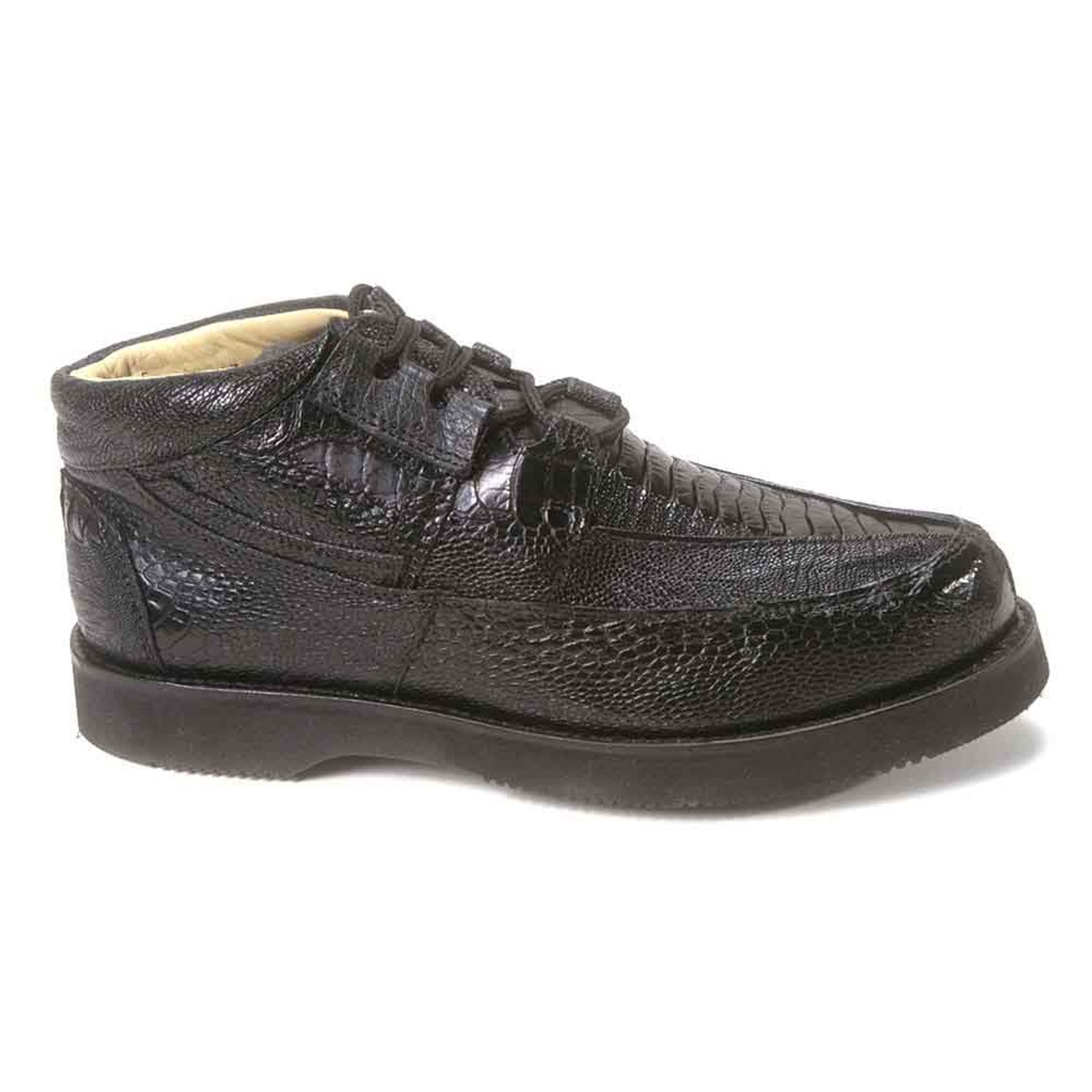 Los Altos Casual Black Full Ostrich Leg Shoes