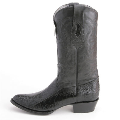 Los Altos Men's Black Genuine Ostrich Leg Round Toe Boots 1   - from alligatorwarehouse.com