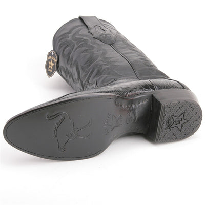 Los Altos Men's Black Genuine Ostrich Leg Round Toe Boots 2   - from alligatorwarehouse.com