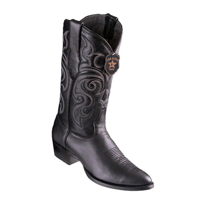 Los Altos Round Toe Men’s Black Goat Leather Boots 1   - from alligatorwarehouse.com