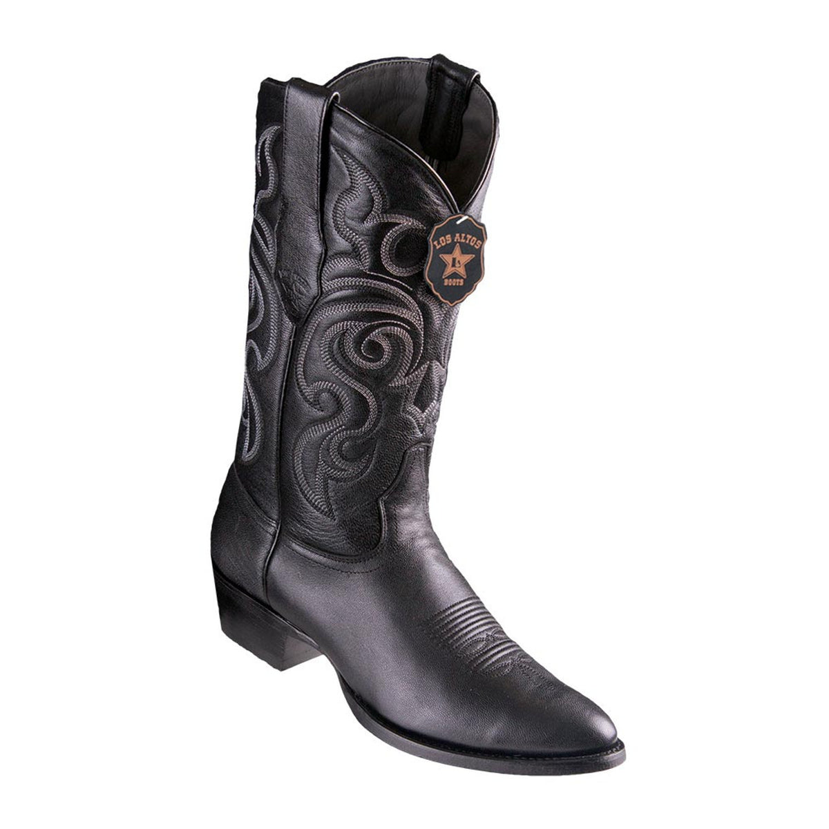 Los Altos Round Toe Men’s Black Goat Leather Boots