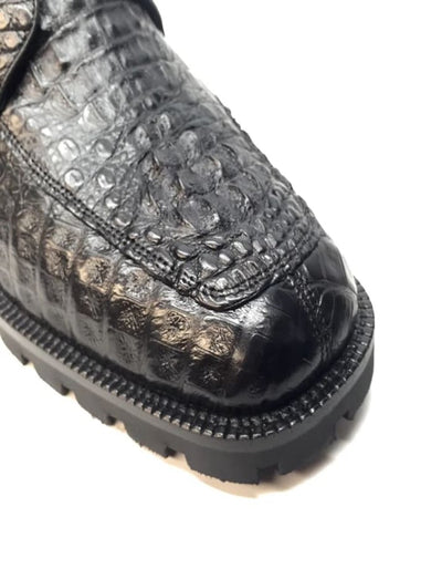Los Altos Black Hornback Crocodile Ankle Boots 2   - from alligatorwarehouse.com