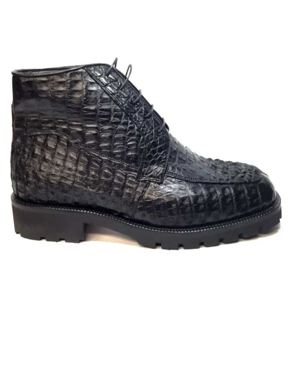 Los Altos Black Hornback Crocodile Ankle Boots