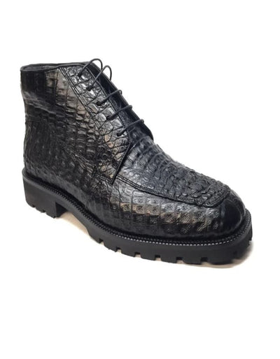Los Altos Black Hornback Crocodile Ankle Boots 1   - from alligatorwarehouse.com