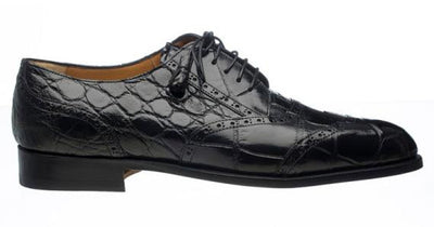 Belly Alligator Leather Shoes Men Black Italian Ferrini Wingtip 1 F3673-BL-105  - from alligatorwarehouse.com