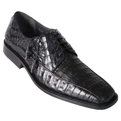 Los Altos Black Genuine Caiman Belly Lace-Up Genuine Oxford Shoes 1   - from alligatorwarehouse.com