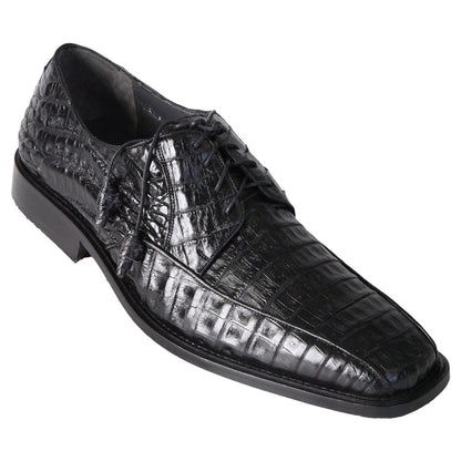 Los Altos Black Genuine Caiman Belly Lace-Up Genuine Oxford Shoes