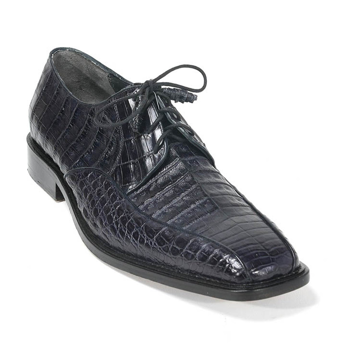 Los Altos Black Genuine Caiman Belly Lace-Up Genuine Oxford Shoes