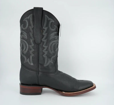 Los Altos Men's Grisly Leather Black Wide Square Toe Boot 5   - from alligatorwarehouse.com