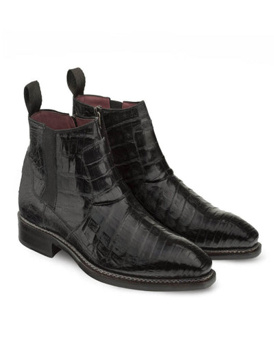 Mezlan Blackmore Black Genuine Crocodile Plain Toe Mens Boot 3   - from alligatorwarehouse.com