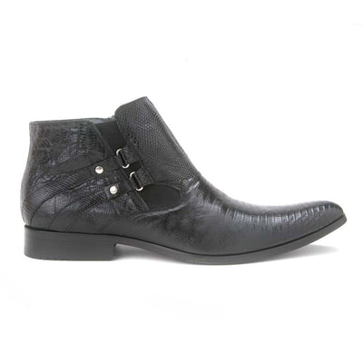 Los Altos Men's Black Genuine Lizard Ankle Boots 2   - from alligatorwarehouse.com