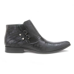 Los Altos Men's Black Genuine Lizard Ankle Boots