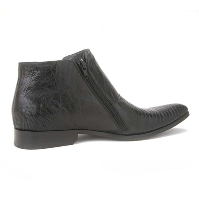 Los Altos Men's Black Genuine Lizard Ankle Boots 3   - from alligatorwarehouse.com