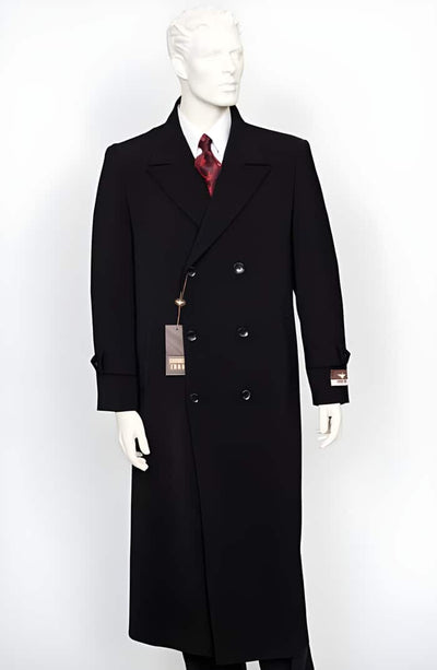 Men's Black Double Breasted Full Length Coat Duster Maxi Coat 1   - from alligatorwarehouse.com